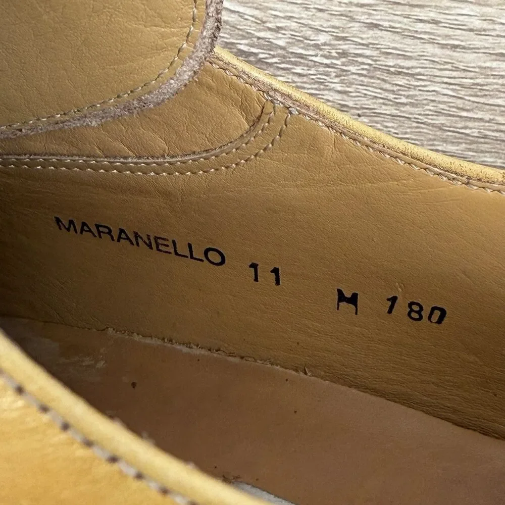 MEZLAN Maranello Oxfords Leather Shoes Sz 11 M Square Toe Yellow Tan Spain Made